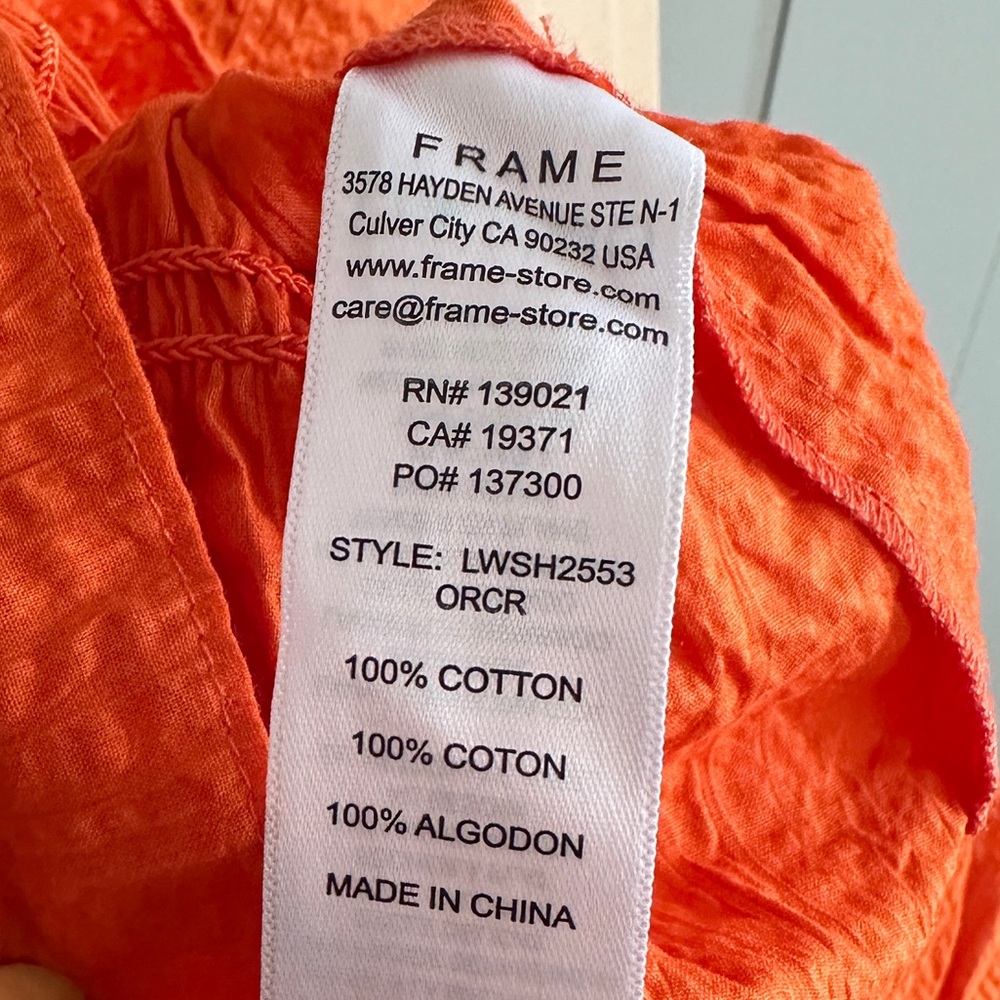 FRAME Ruched Cotton V-Neck Sleeveless Blouse - Picture 7 of 8